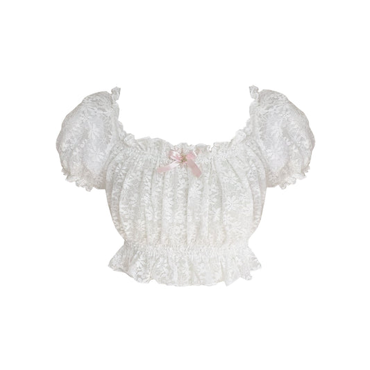 Antoinette Top in White Lace