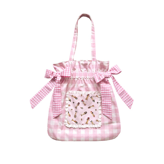 Bow Maxi Tote Bag 02 - Gingham