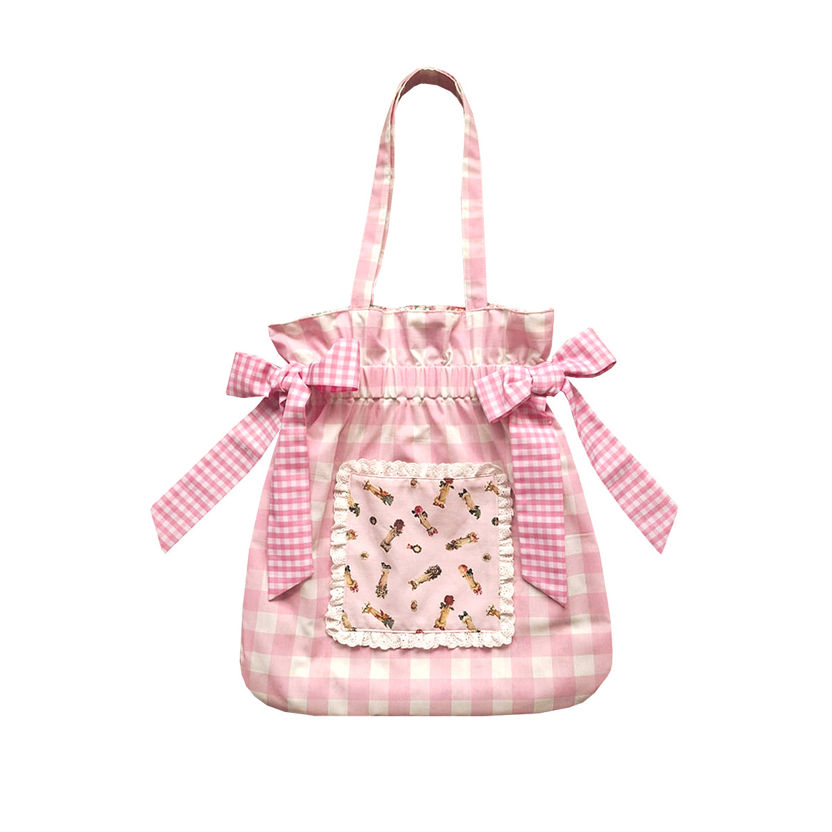 Bow Maxi Tote Bag 02 - Gingham