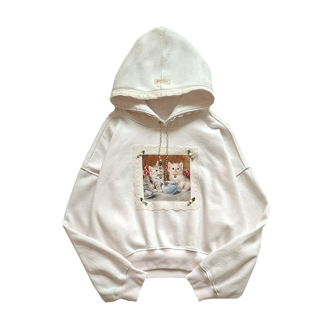 Kitten Hoodie Pale Pink