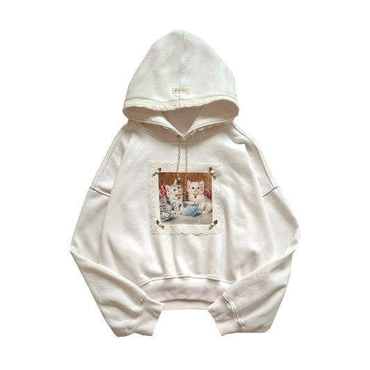 Kitten Hoodie Pale Pink