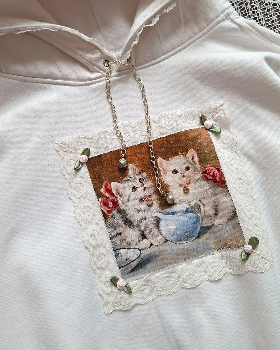Kitten Hoodie Pale Pink